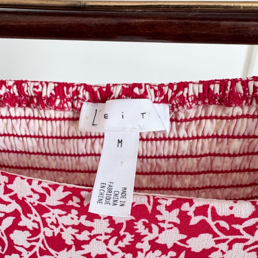 Leith Puff Sleeve Long Sleeve Red Floral Minidress Size Medium - Picture 4 of 9